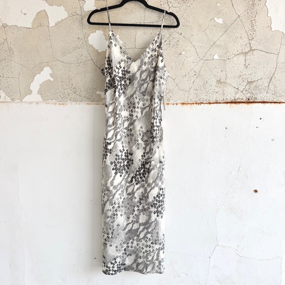 Express Snakeskin Midi Slip Dress Animal Print Side Slit Party Chic Womens L